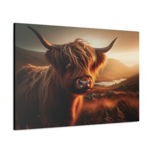 Rustic Beauty Highland Cow Canvas Wall Art