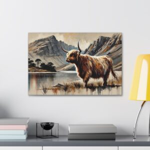 Rustic Highland Cow Art Canvas