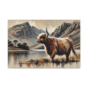 Rustic Highland Cow Art Canvas