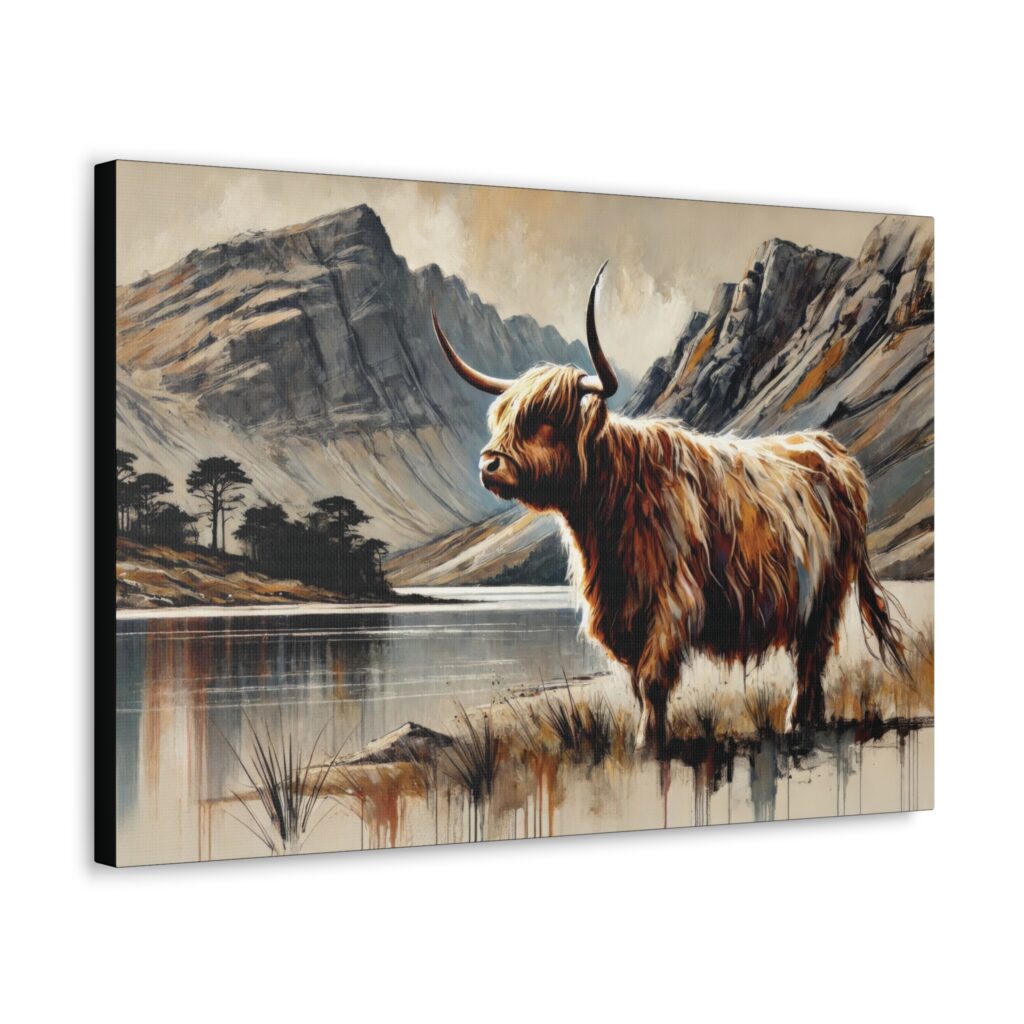 Rustic Highland Cow Art Canvas