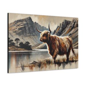 Rustic Highland Cow Art Canvas