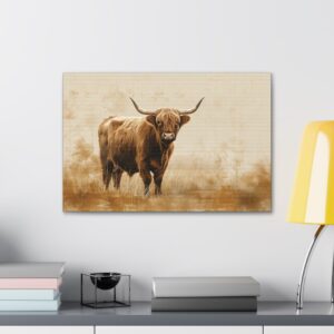 simple highland cow wall canvas