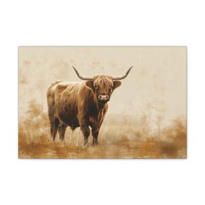 simple highland cow wall canvas