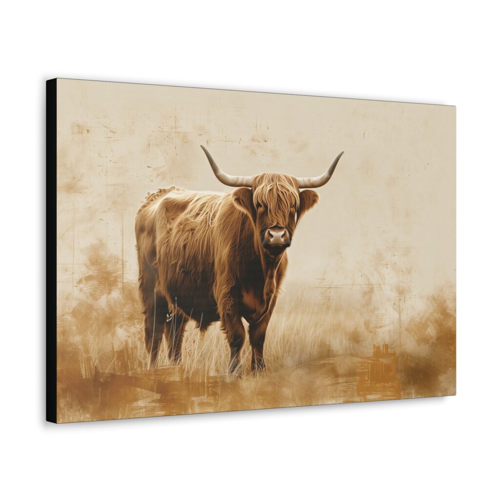 simple highland cow wall canvas