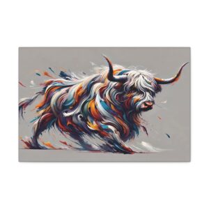 Stylish Highland Bull Stance Colorful Wall Art