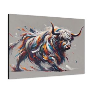 Stylish Highland Bull Stance Colorful Wall Art