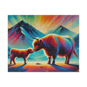 Vibrant color highland cows puzzle