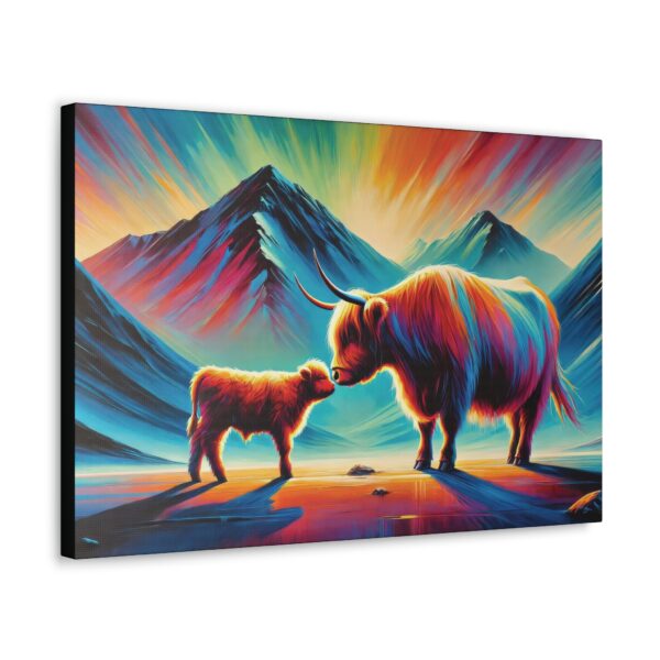 Vibrant Colorful Highland Cow Art Canvas Print