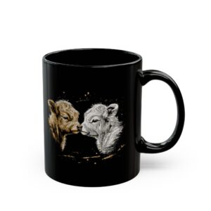 Cute highland cow calves coffee mug in black 11oz