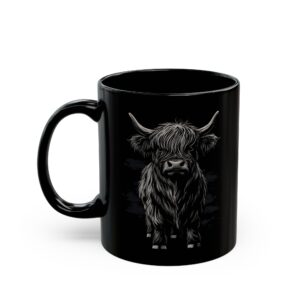 Cute highland cow mug in black 11oz