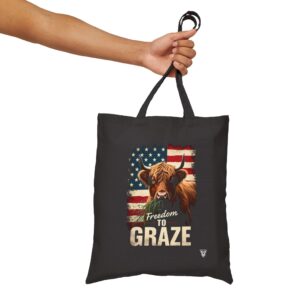 Freedom to Graze - Highland Cow Canvas Tote Bag