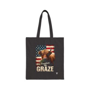 Freedom to Graze - Highland Cow Canvas Tote Bag