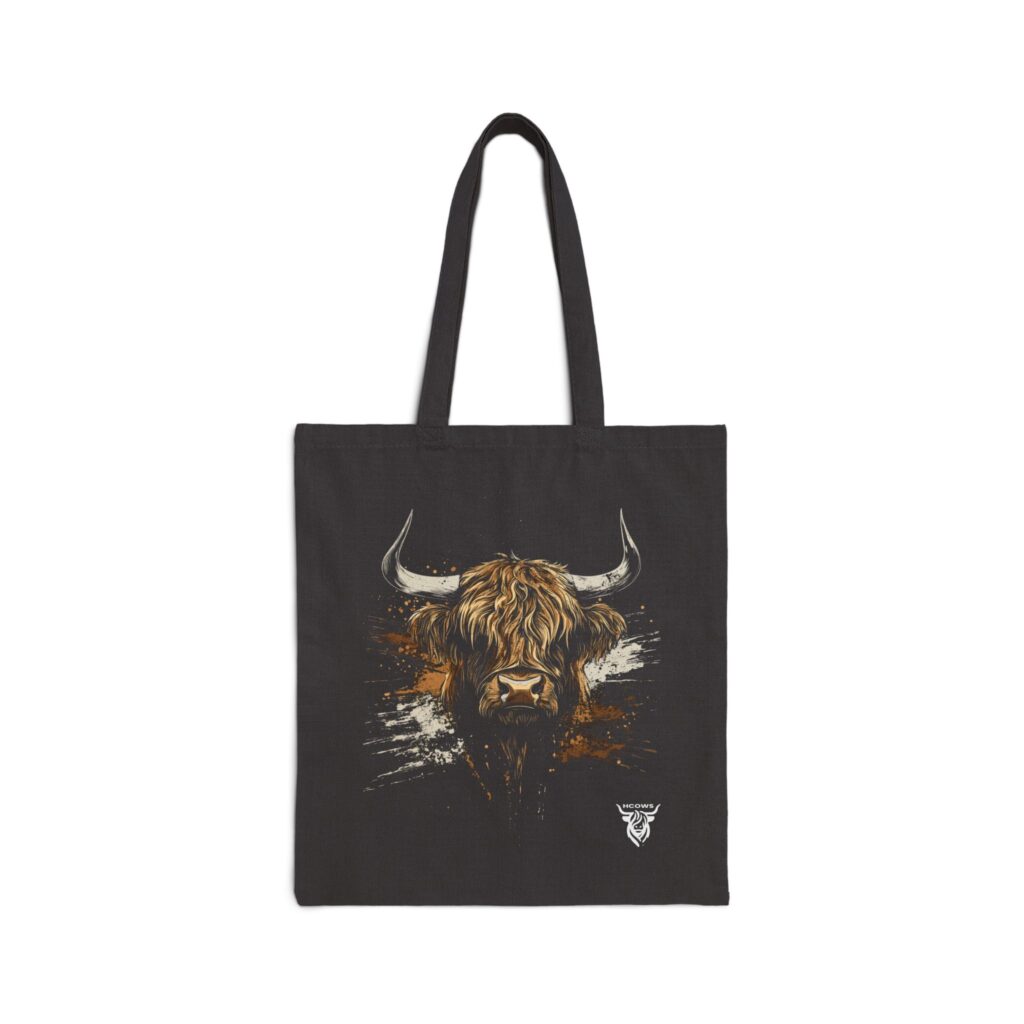 highland cow tote bag grunge design