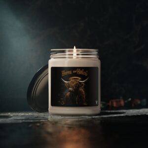 Horns and Halos Highland Cow Mouse Candle