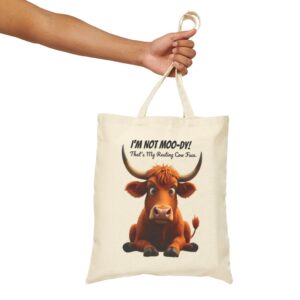 I'm Not Moo-dy, That's My Resting Cow Face - Highland Cow Canvas Tote Bag