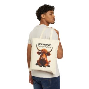 I'm Not Moo-dy, That's My Resting Cow Face - Highland Cow Canvas Tote Bag