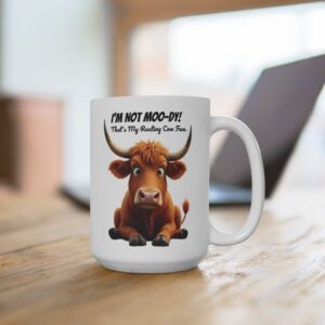 I'm not moo-dy, that's my resting cow face highland cow coffee mug