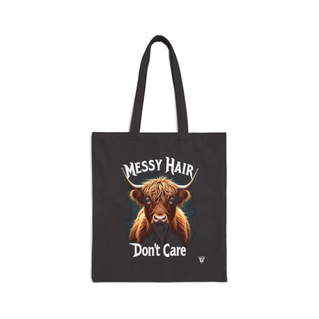 Messy Hair, Don't Care - Highland Cow Canvas Tote Bag