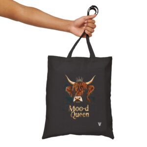 Moo-d Queen Highland Cow Canvas Tote Bag