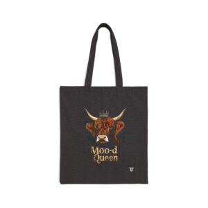 Moo-d Queen Highland Cow Canvas Tote Bag