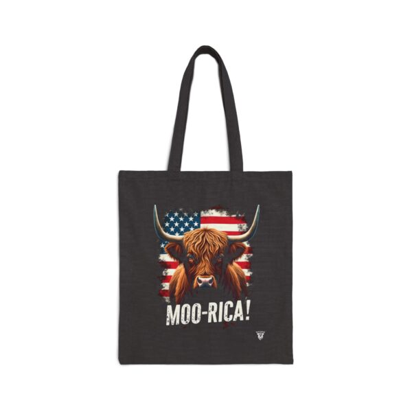 Moo-rica! Patriot - Highland Cow Canvas Tote Bag