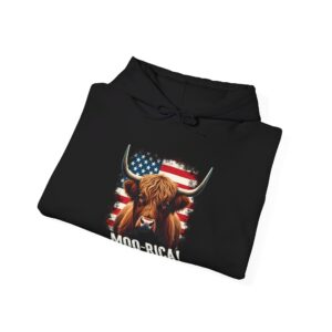 Moo-rica - Patriotic Highland Cow Hoodie / Sweatshirt