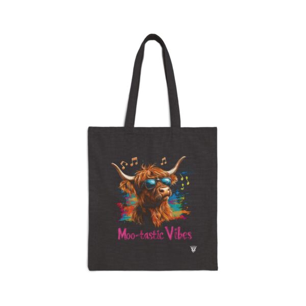 Moo-tastic vibes - highland cow canvas tote bag