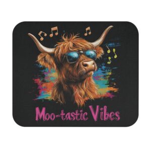 Moo-tastic vibes - highland cow mouse pad