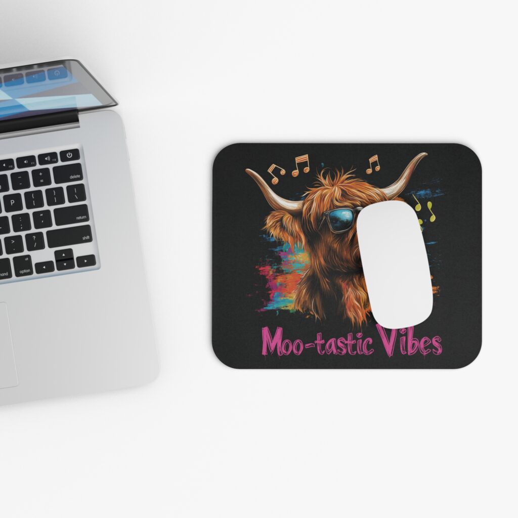 Moo-tastic vibes - highland cow mouse pad