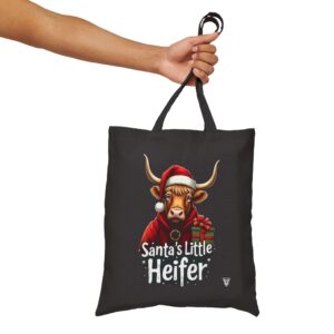 Santa's Little Heifer - Highland Cow Canvas Tote Bag