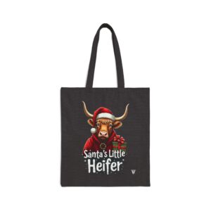 Santa's Little Heifer - Highland Cow Canvas Tote Bag