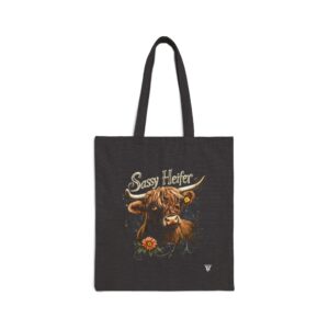 Sassy Heifer - Highland Cow Canvas Tote Bag