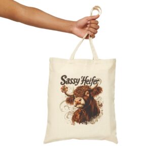 Sassy Heifer - Highland Cow Canvas Tote Bag