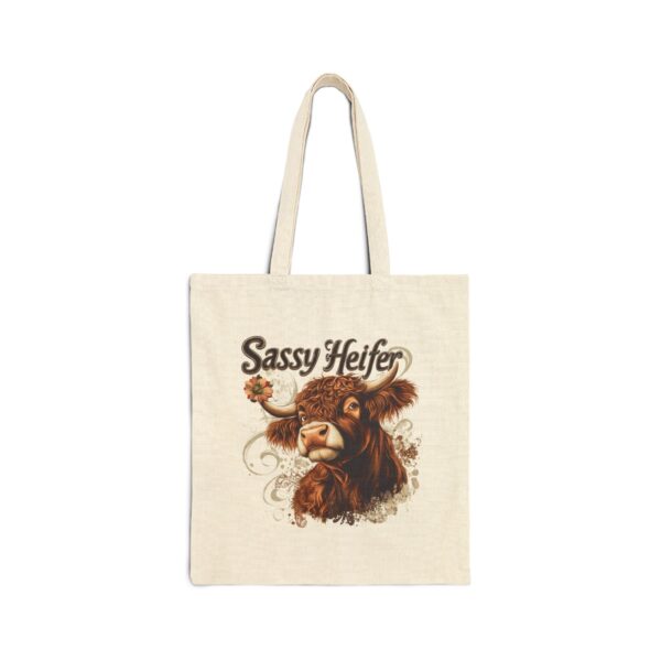 Sassy Heifer - Highland Cow Canvas Tote Bag