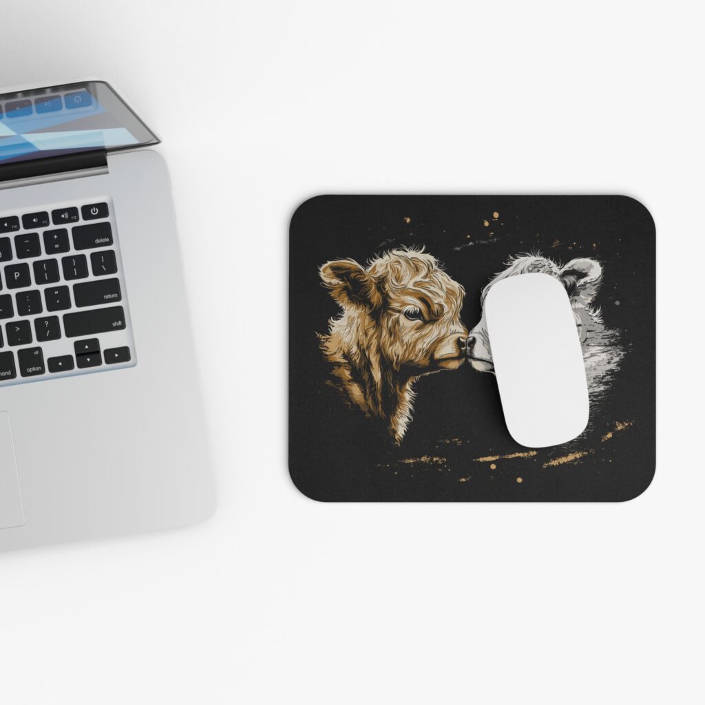 Two baby highland cows mouse pad