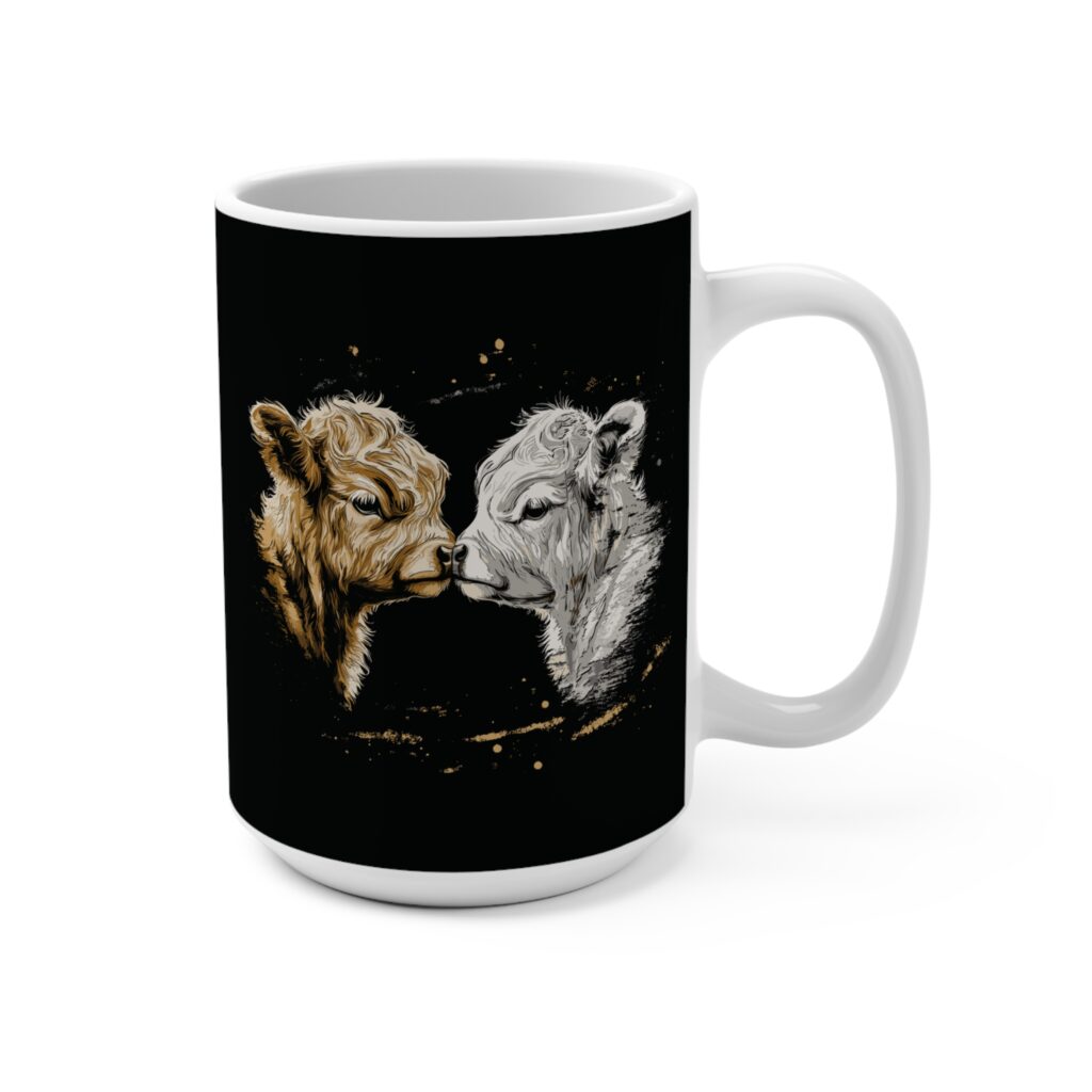 Two baby highland cows mug