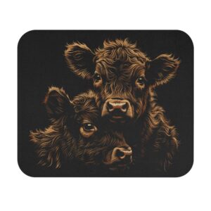 Two cute - highland cow mouse pad